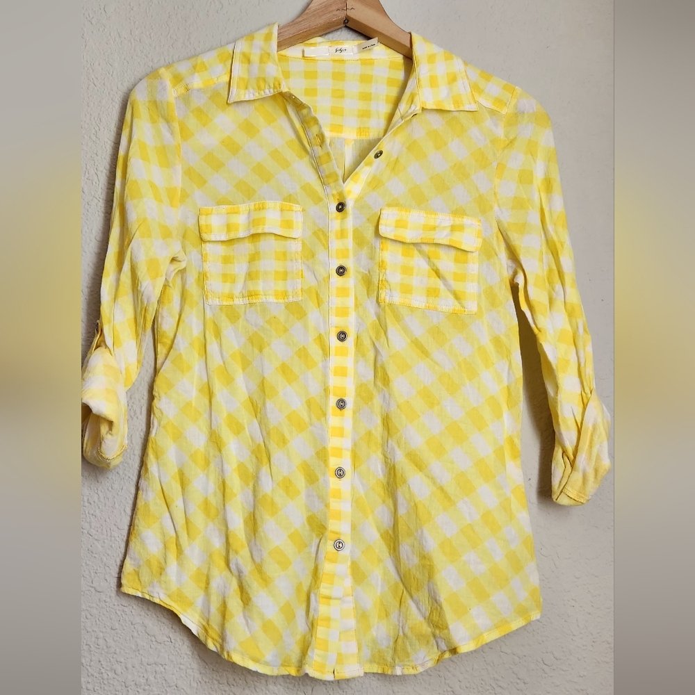 Yellow Plaid Button Up